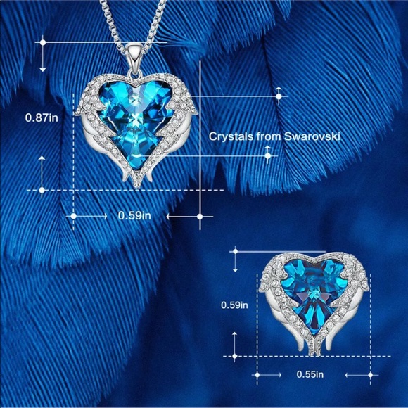 Angel Wings Swarovski Crystal Necklace/ Earrings - Picture 3 of 6